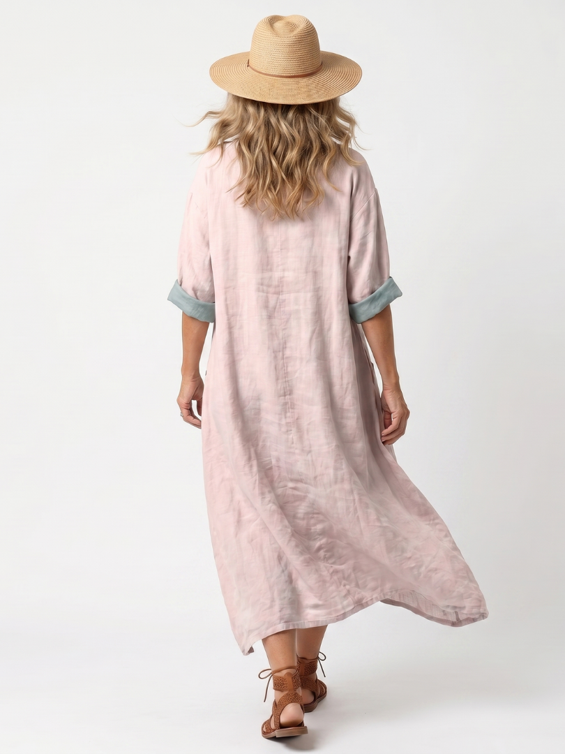 Kenza | Abito Midi Relaxed con Pannelli Designer e Tasche