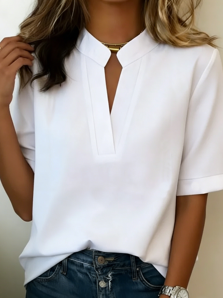 Margaux | Blusa Chic con Collo a V e Dettaglio Dorato