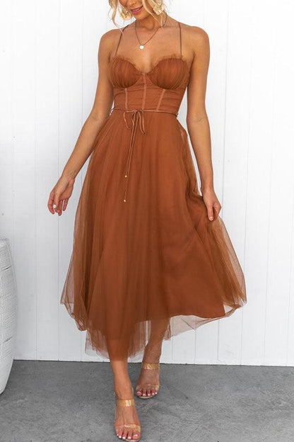 Abito Maxi da Festa con Bretelle in Chiffon per Principessa Moderna