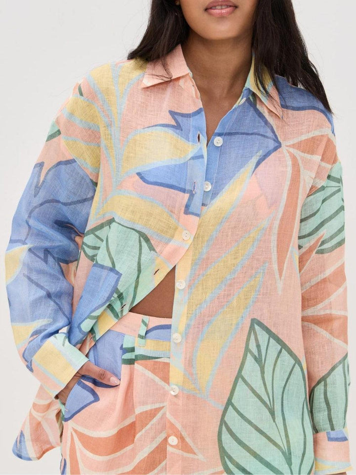 Completo Corto Stampato Foglie Tropicali Playa Boyfriend