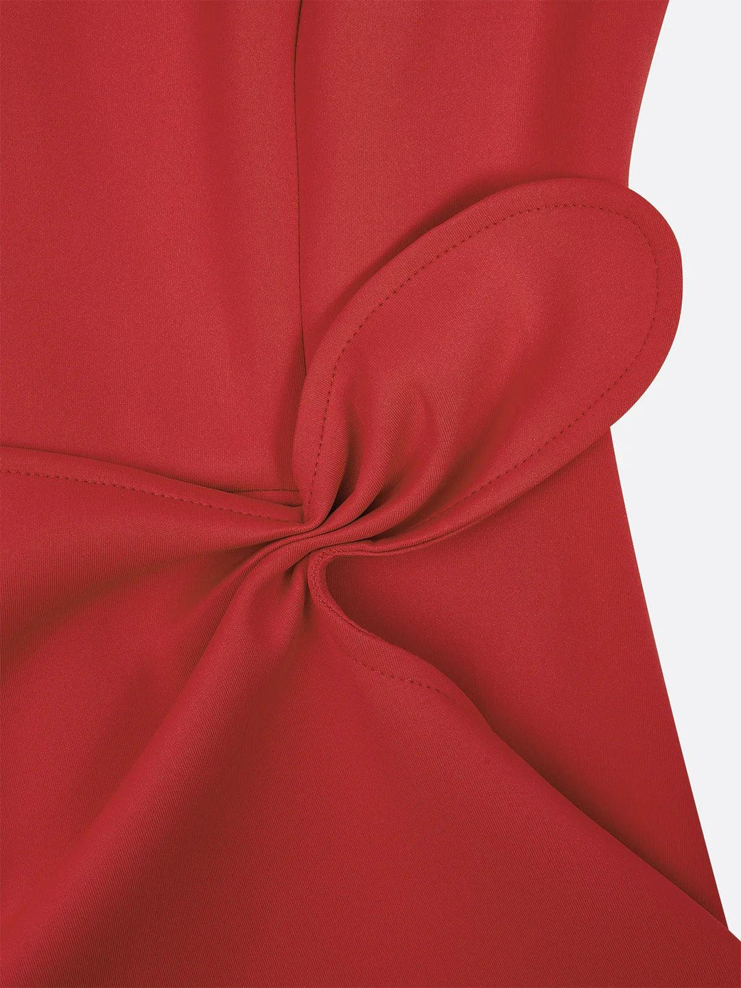Abito Midi Elegante Rosso Senza Maniche A-Line con Nodo in Vita per Giorno e Notte