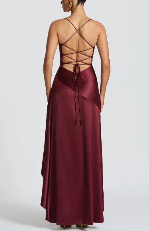 Abito Maxi Senza Schiena con Rouches
