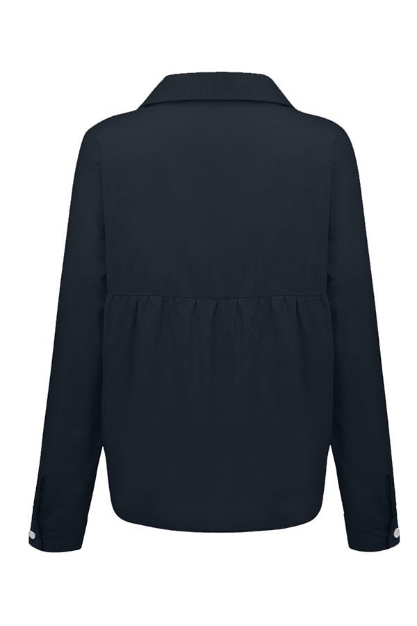 Camicia Blusa a Collo con Bottone Casual