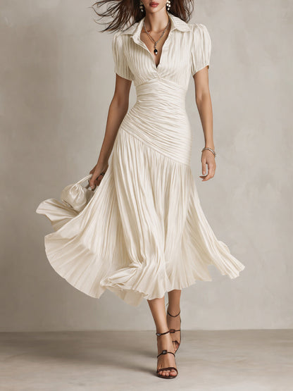 Adriana | Abito midi in satin a righe rétro