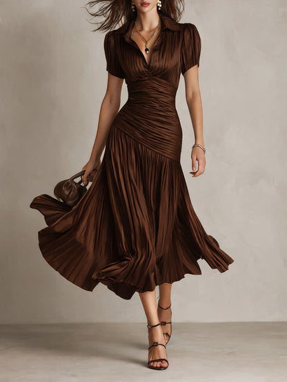 Adriana | Abito midi in satin a righe rétro