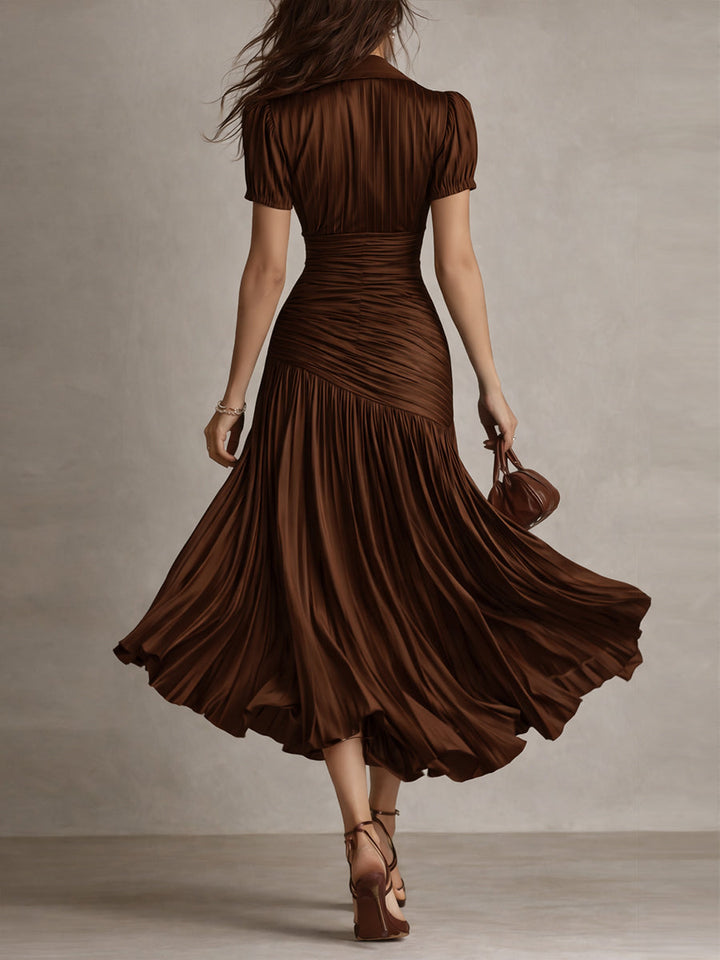 Adriana | Abito midi in satin a righe rétro