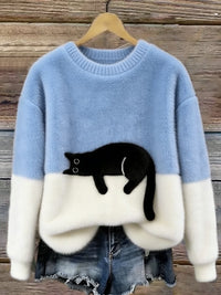 Aileen™ | Maglione Oversized con Stampa di Gatto Elegante