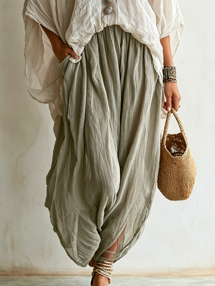 Set Due Pezzi Comodo e Casual in Cotone-Lino