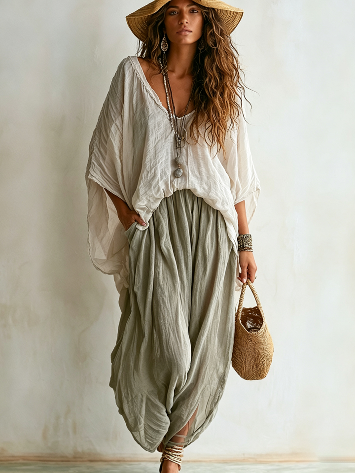 Set Due Pezzi in Cotone-Lino Comodo e Casual