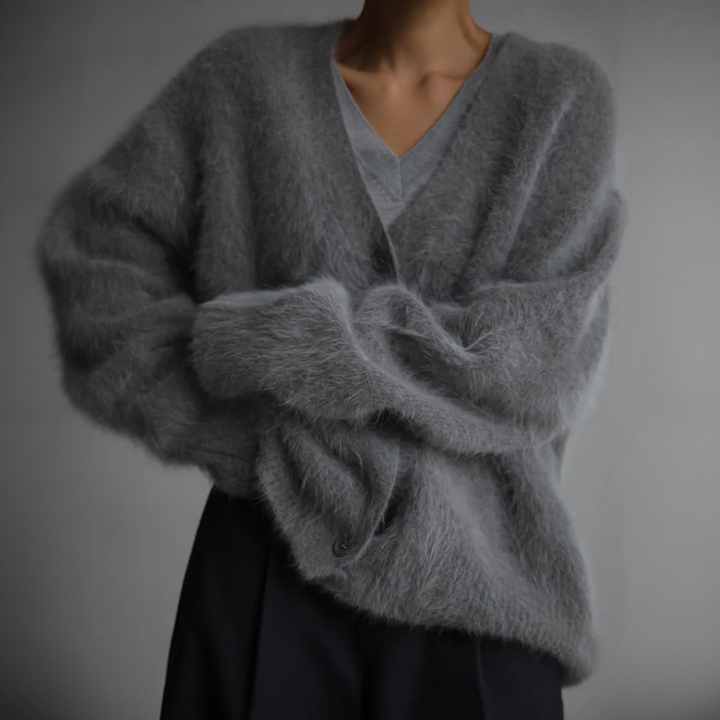 Cardigan Lungo in Finta Visone Morbido e Largo con Maniche Lunghe