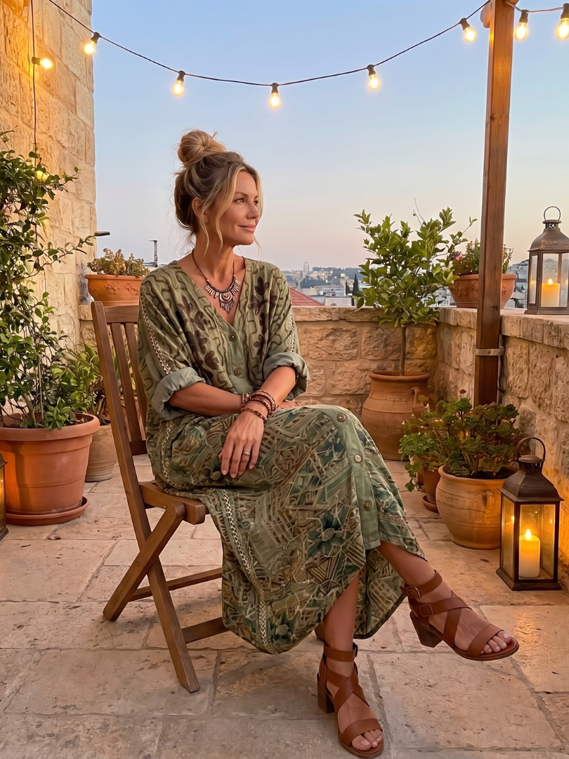 Aleta | Abito Midi Oversized con Tasche e Bottoni