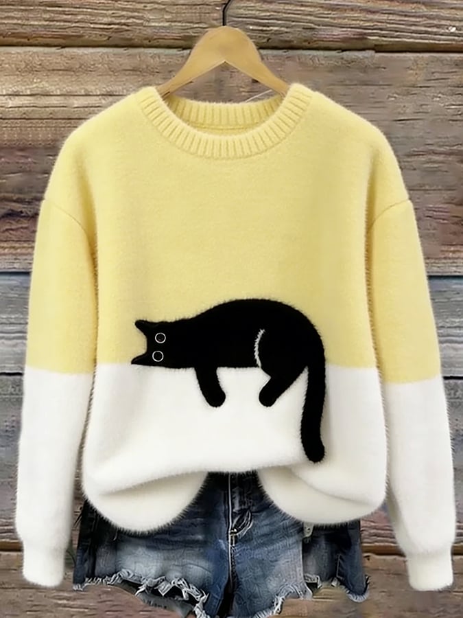 Aileen™ | Maglione Oversized con Stampa di Gatto Elegante