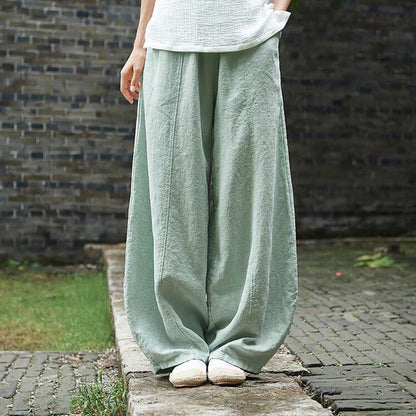 Pantaloni Lantern Casual Vintage Pieni di Tasca