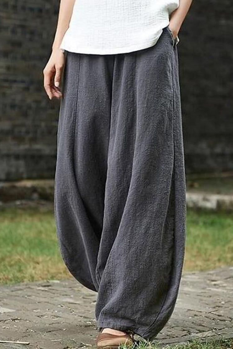 Pantaloni Lantern Casual Vintage Pieni di Tasca