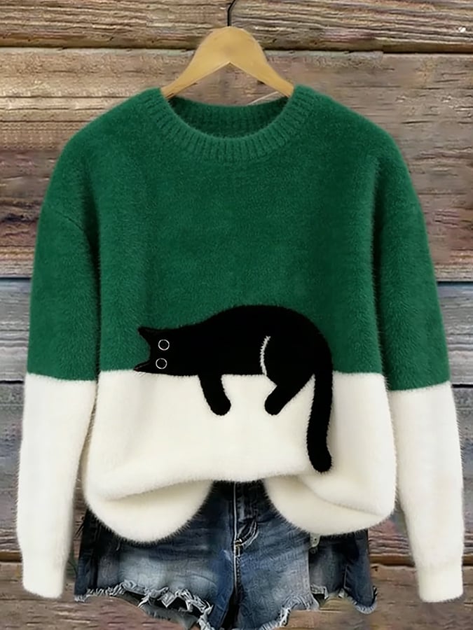 Aileen™ | Maglione Oversized con Stampa di Gatto Elegante