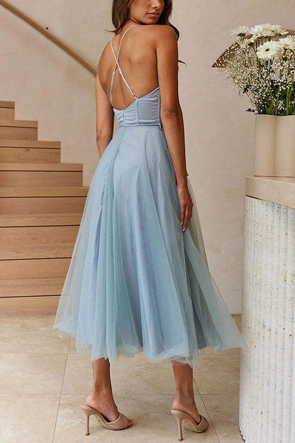 Abito Maxi da Festa con Bretelle in Chiffon per Principessa Moderna