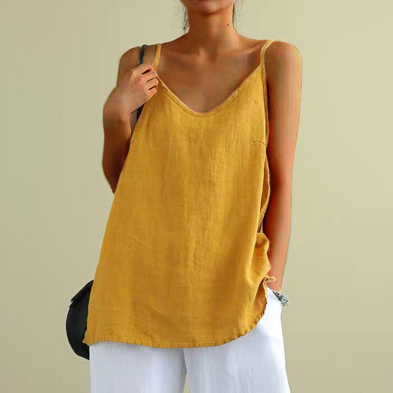 Top senza maniche casual in colore solido