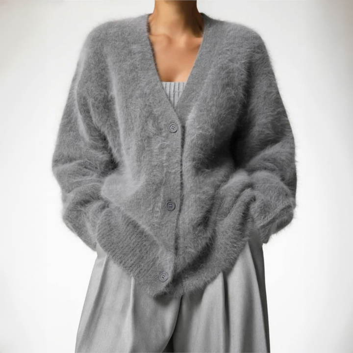 Cardigan Lungo in Finta Visone Morbido e Largo con Maniche Lunghe