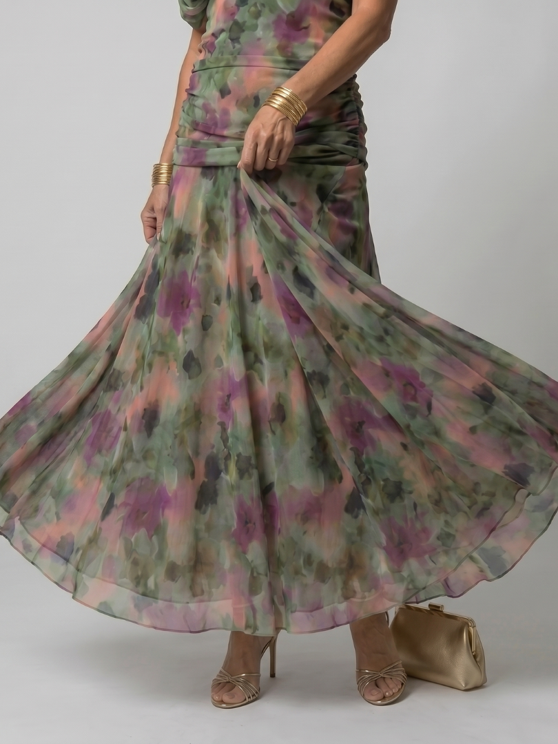 Calen | Abito Midi Off Shoulder Fluttuante