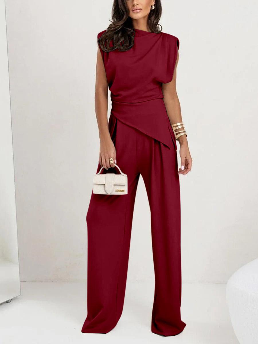 Set casual senza maniche a due pezzi irregolare