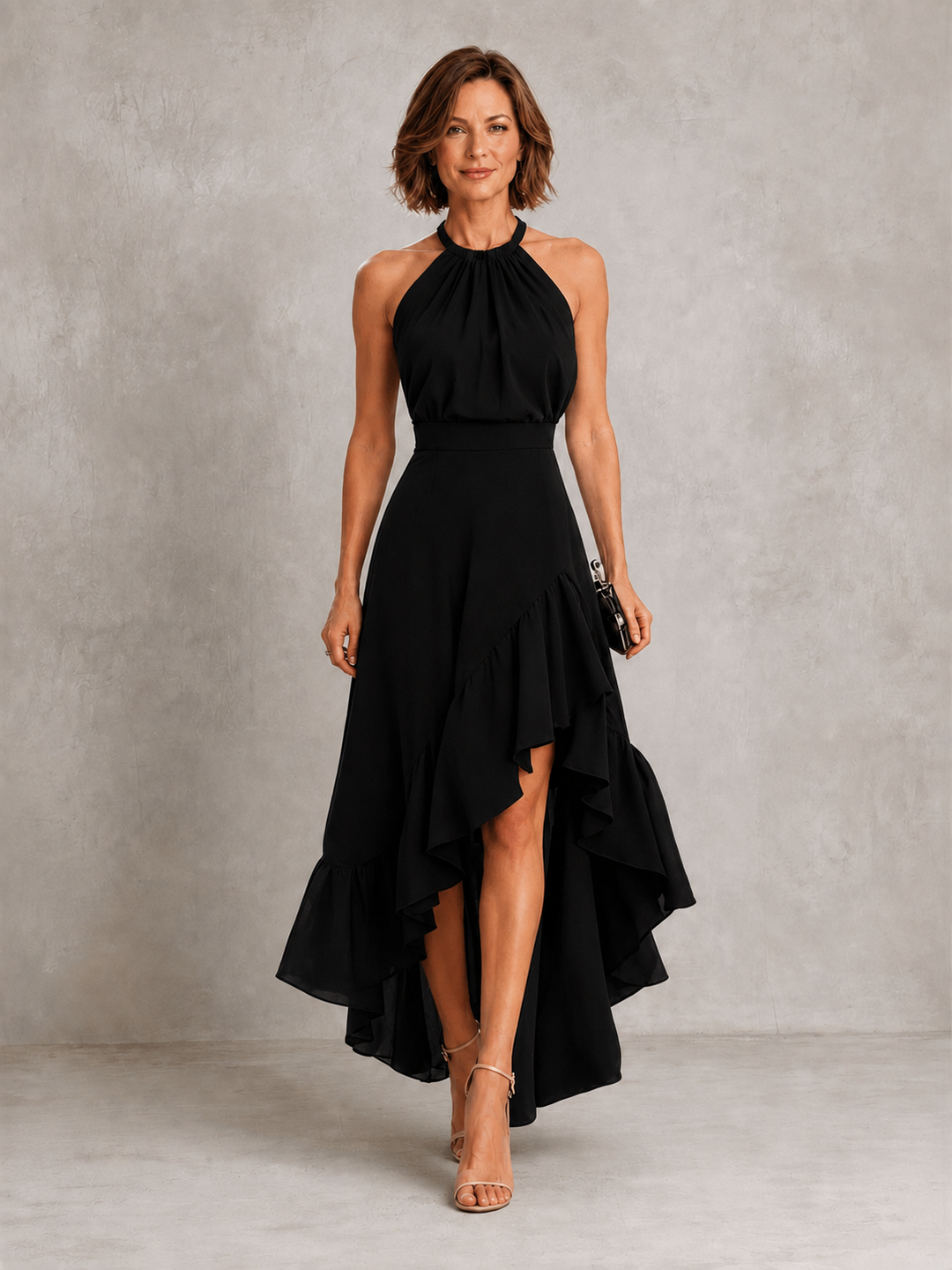 Chloe | Abito con Scollo Halter e Orlo a Ruffles