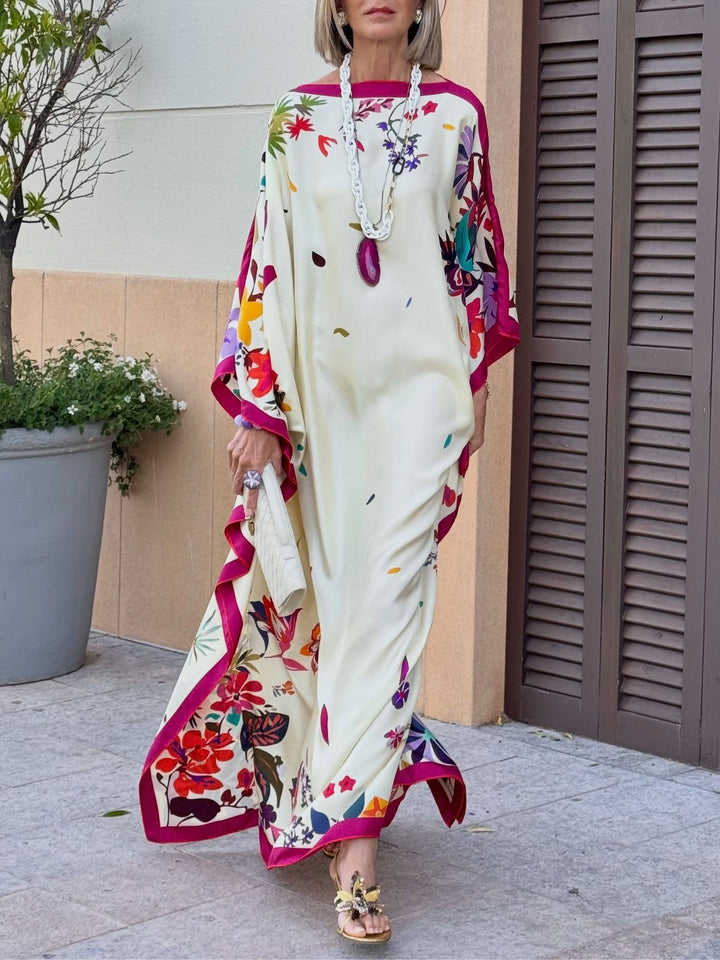 Robe Maxi Larga in Satin Stampato Elegante