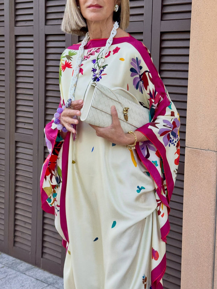 Robe Maxi Larga in Satin Stampato Elegante