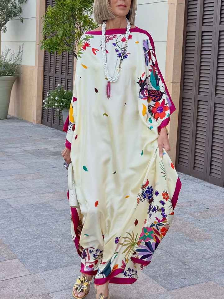 Robe Maxi Larga Elegante in Satin Stampato