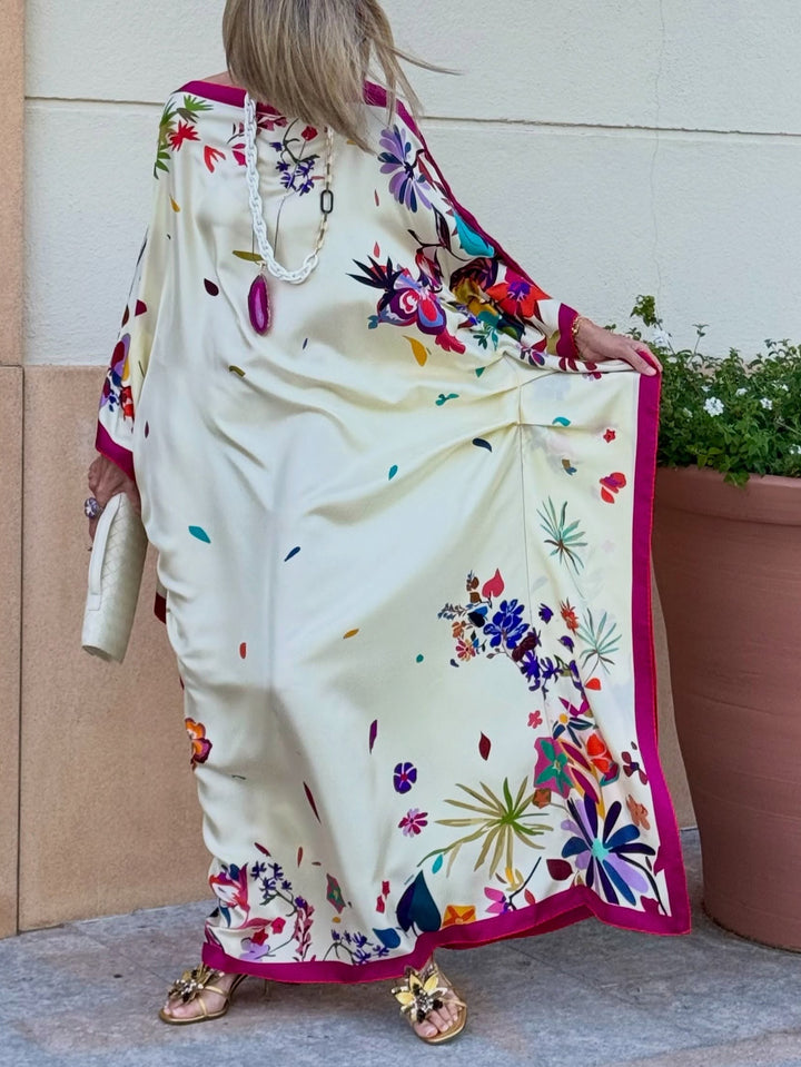 Robe Maxi Larga in Satin Stampato Elegante
