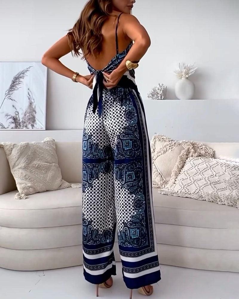 Set di Due Pezzi con Stampa Elegante e Pantaloni con Lacci