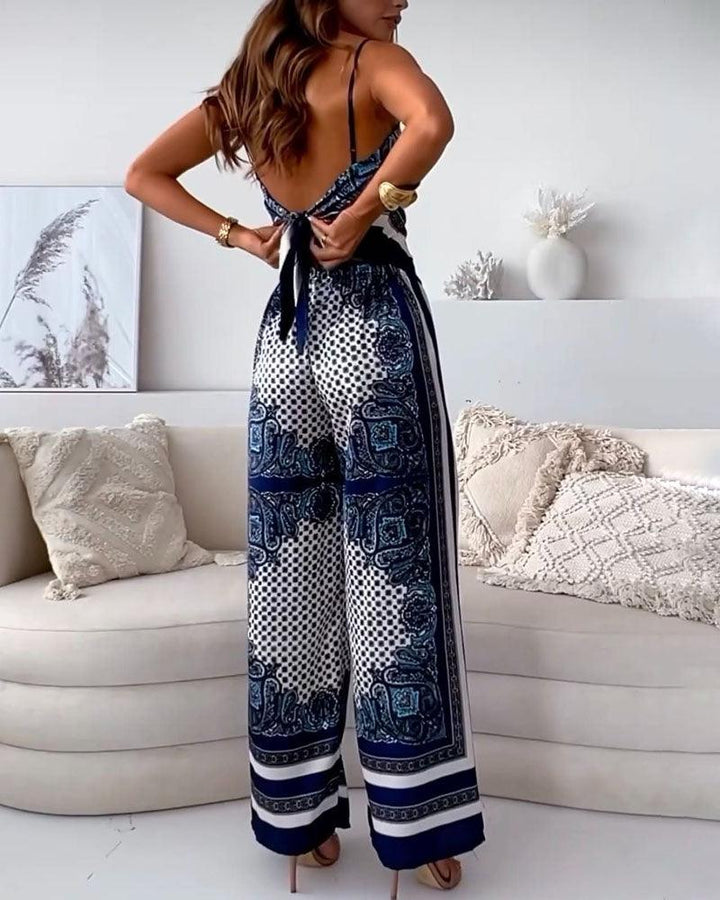 Set di Due Pezzi con Stampa Elegante e Pantaloni con Lacci