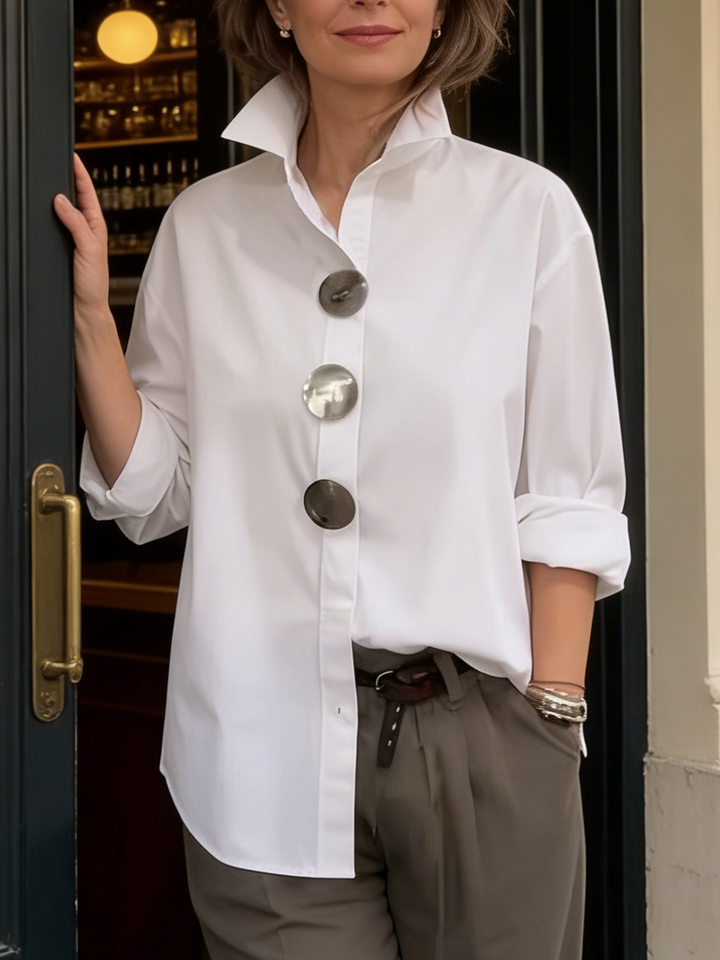 Rosaline | Blusa con Collo Alzato e Bottoni D'impatto