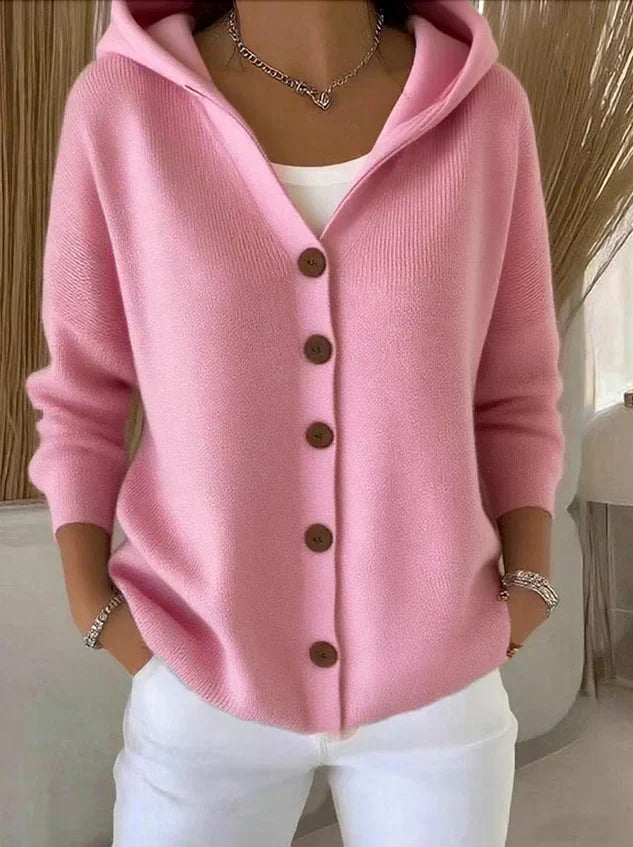 Darienne™ | Cardigan in Maglia con Cappuccio e Bottoni