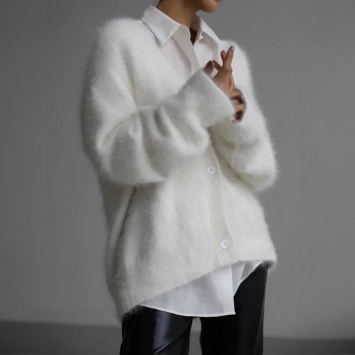 Cardigan Lungo in Finta Visone Morbido e Largo con Maniche Lunghe