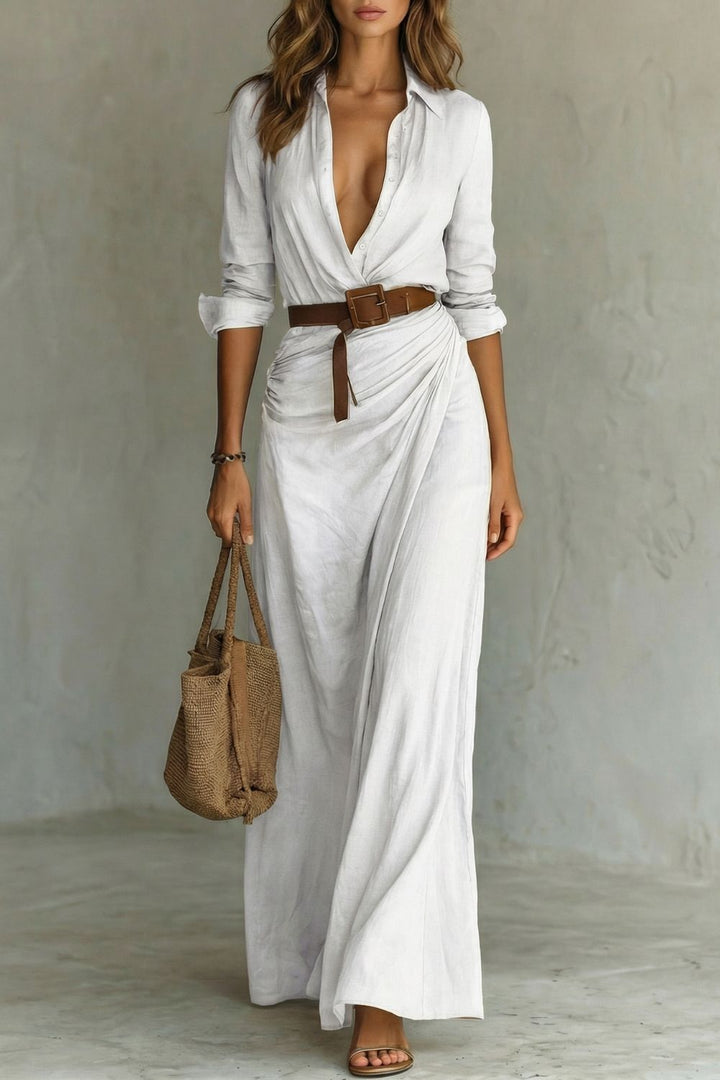 Azura – Vestito avvolgente con bottoni – Vestito maxi con cintura