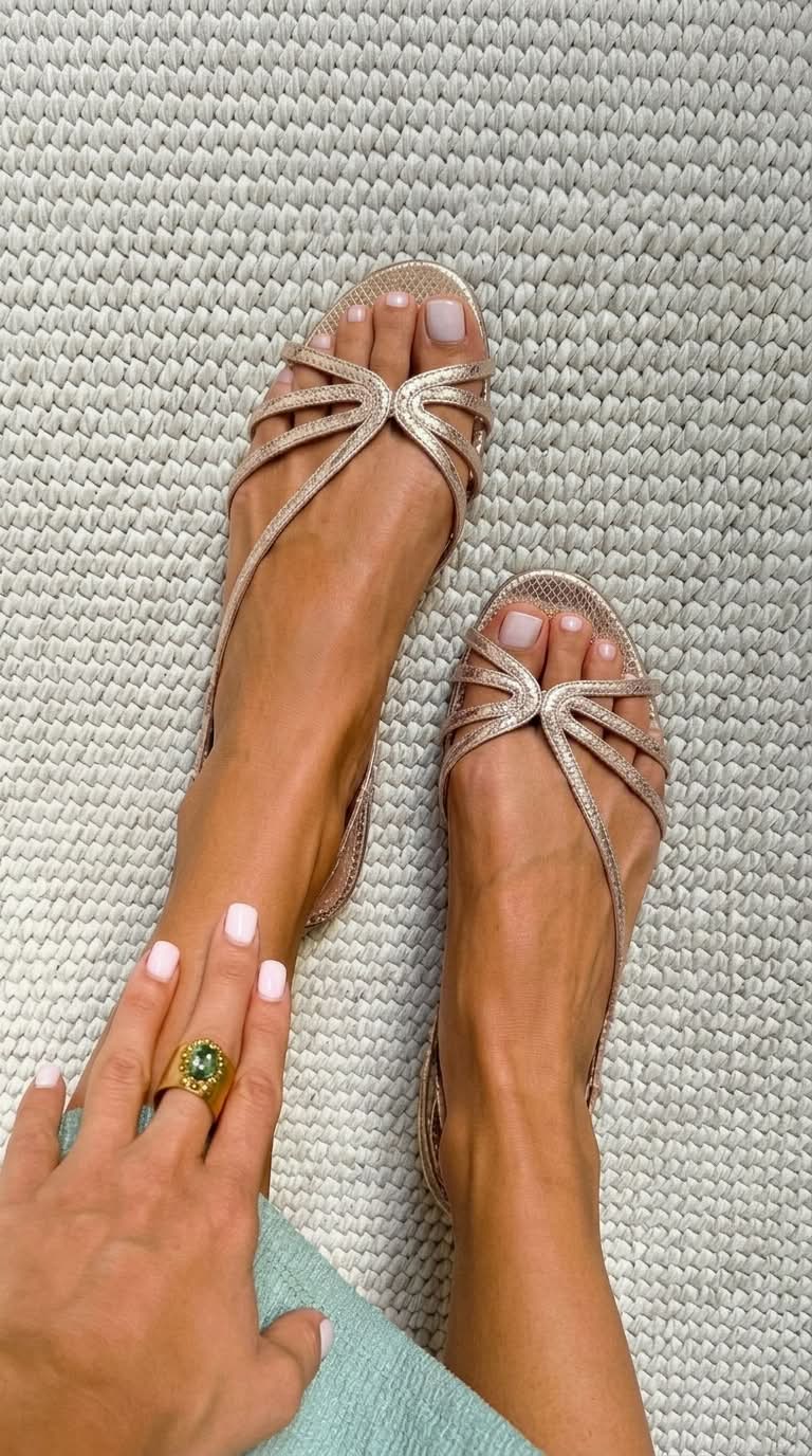 Sandali con Cinghie in Aspetto Metallico