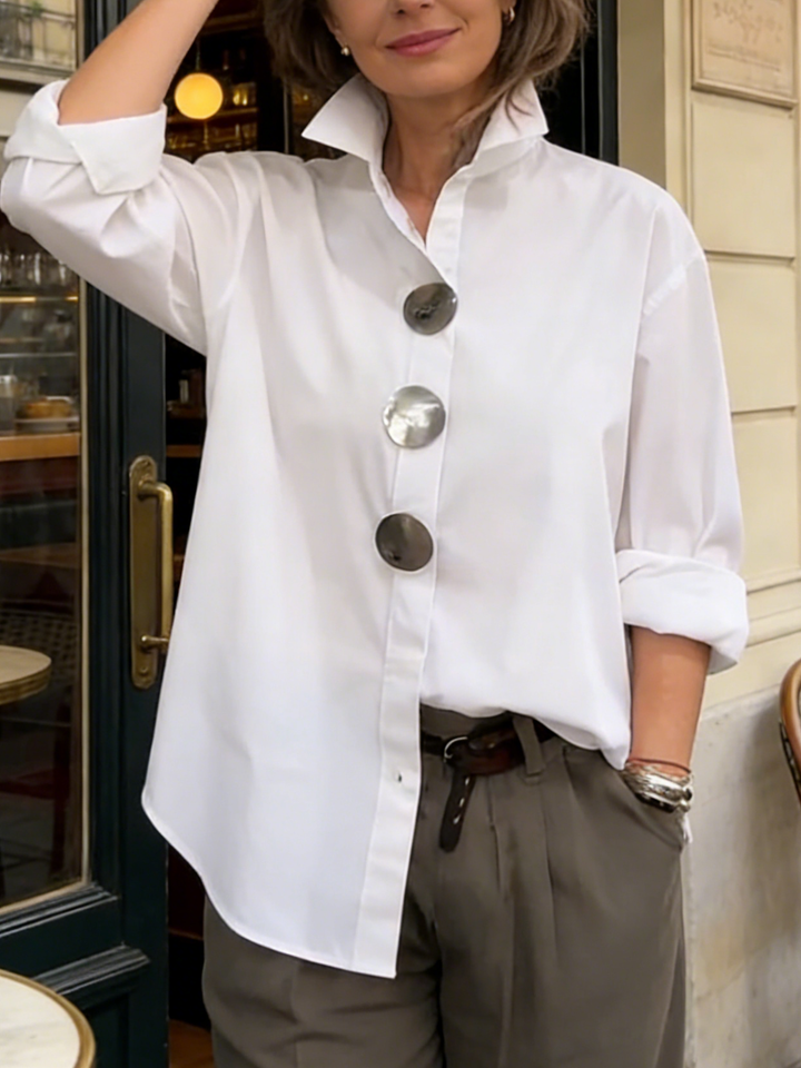 Rosaline | Blusa con Collo Alzato e Bottoni D'impatto