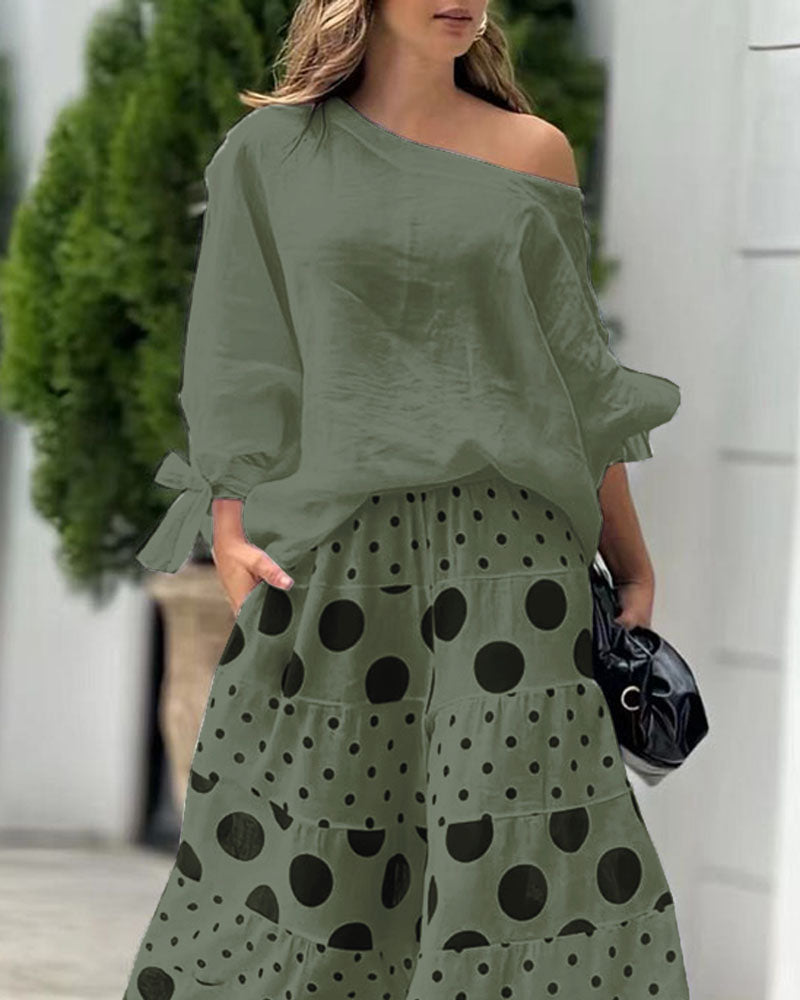 Set due pezzi top casual con spalline e pantaloni stampati