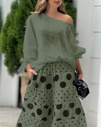 Set due pezzi top casual con spalline e pantaloni stampati