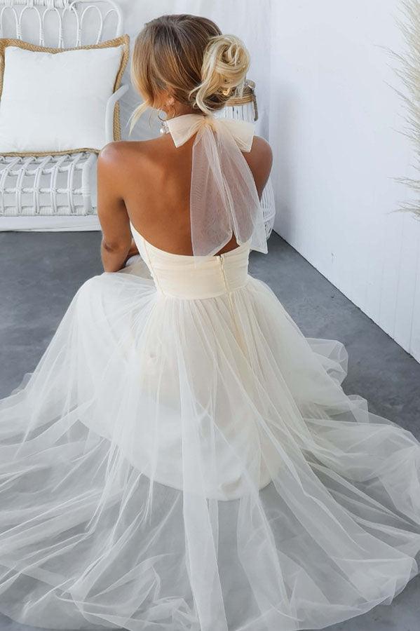 Abito Maxi Halter in Tulle con Dettagli Arricciati Fairy Vibes