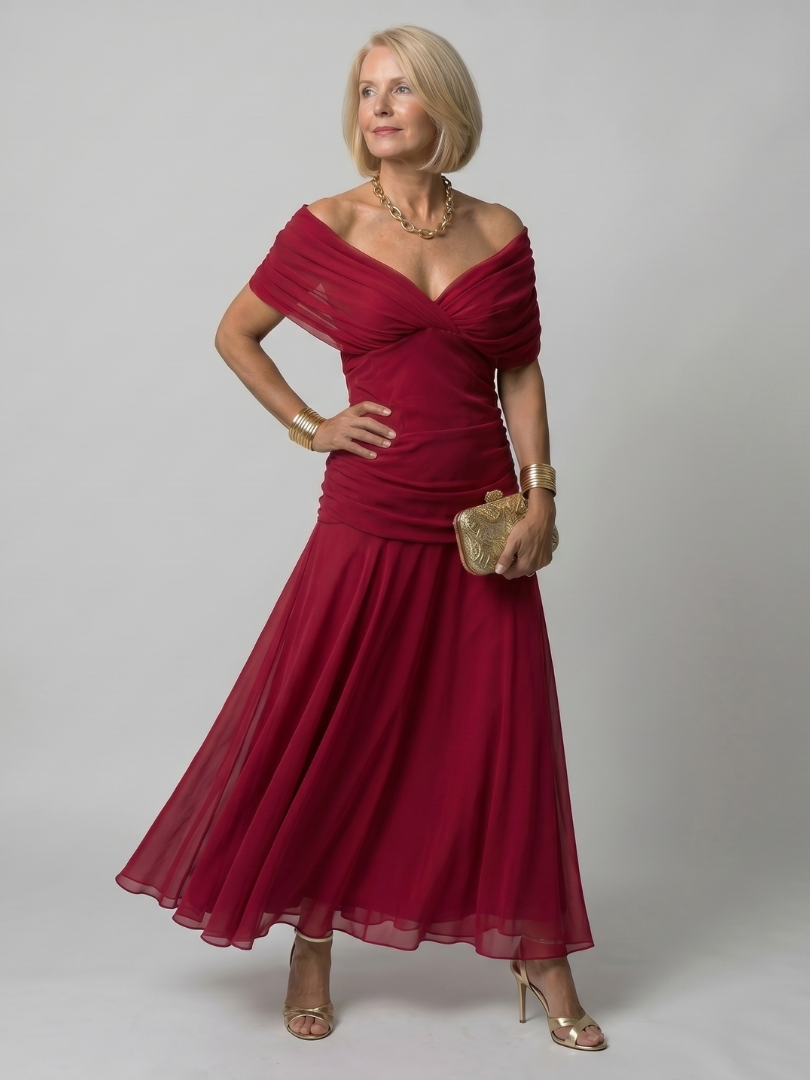 Calen | Abito Midi Off Shoulder Fluttuante