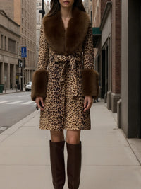 Cappotto in peluche patchwork con stampa leopardata