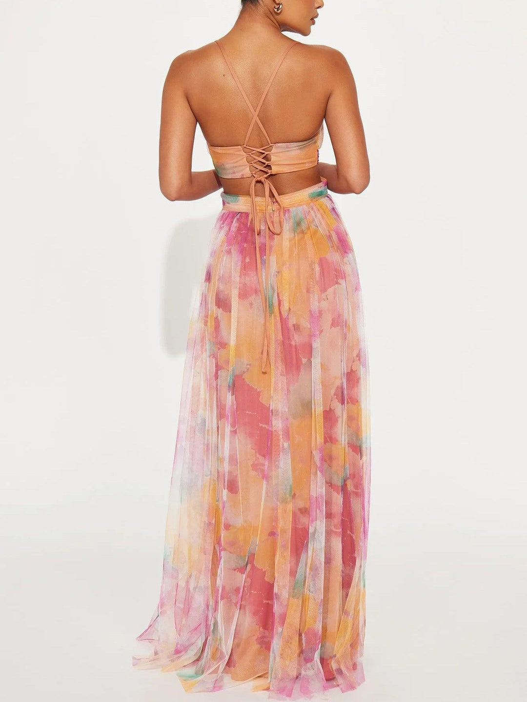 Abito Maxi A-Line con Stampa Floreale Elegante