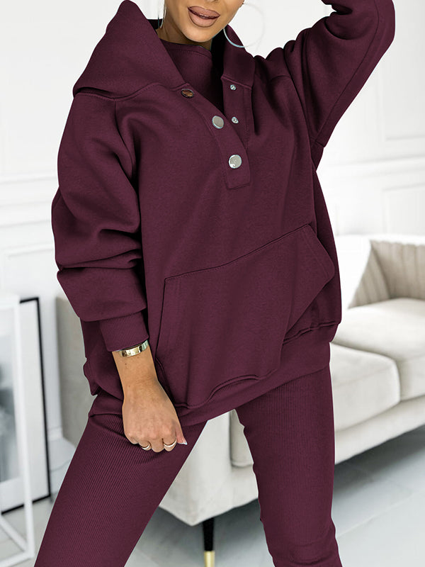 Set di felpa a tre pezzi casual e comodo
