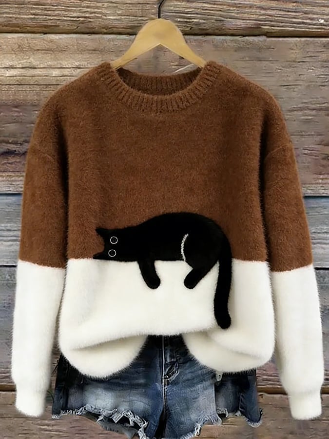 Aileen™ | Maglione Oversized con Stampa di Gatto Elegante