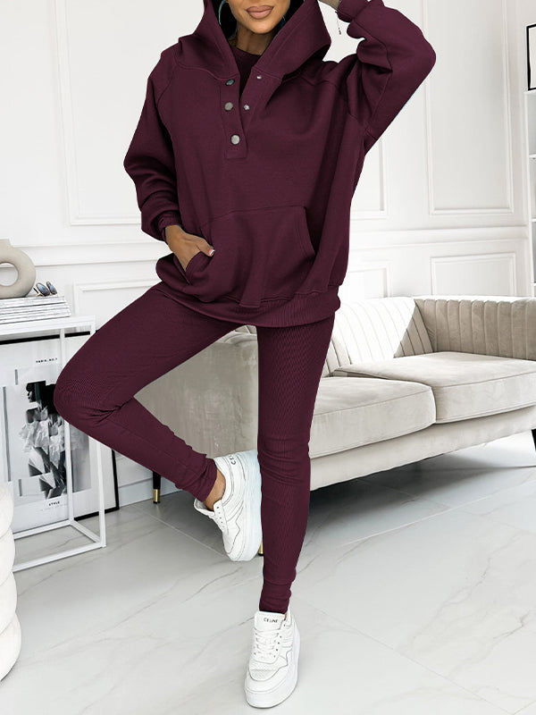 Set di felpa a tre pezzi casual e comodo