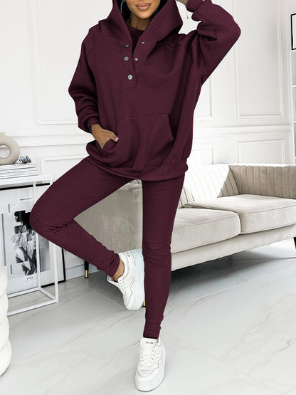 Set di felpa a tre pezzi casual e comodo