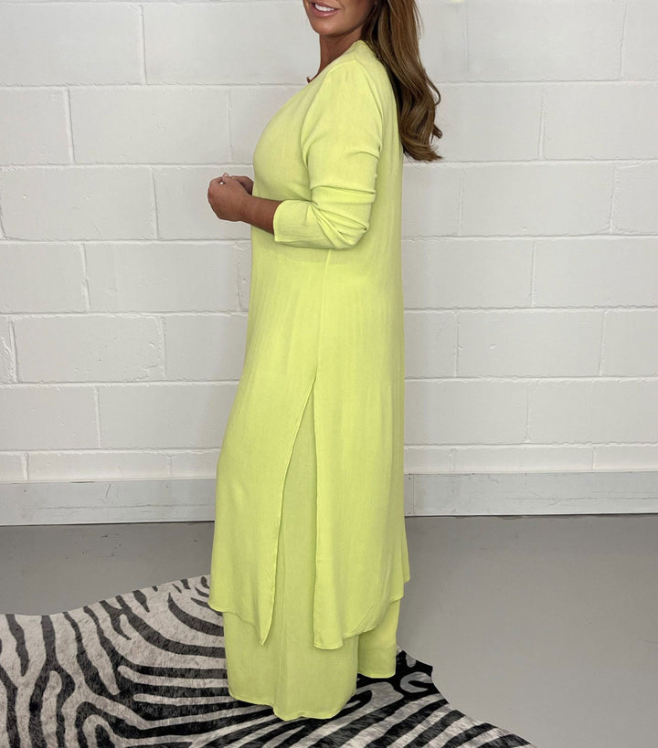 Set di top lungo casual in due pezzi e pantaloni coordinati
