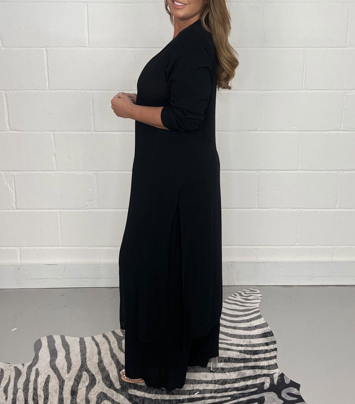 Set di top lungo casual a due pezzi e pantaloni coordinati