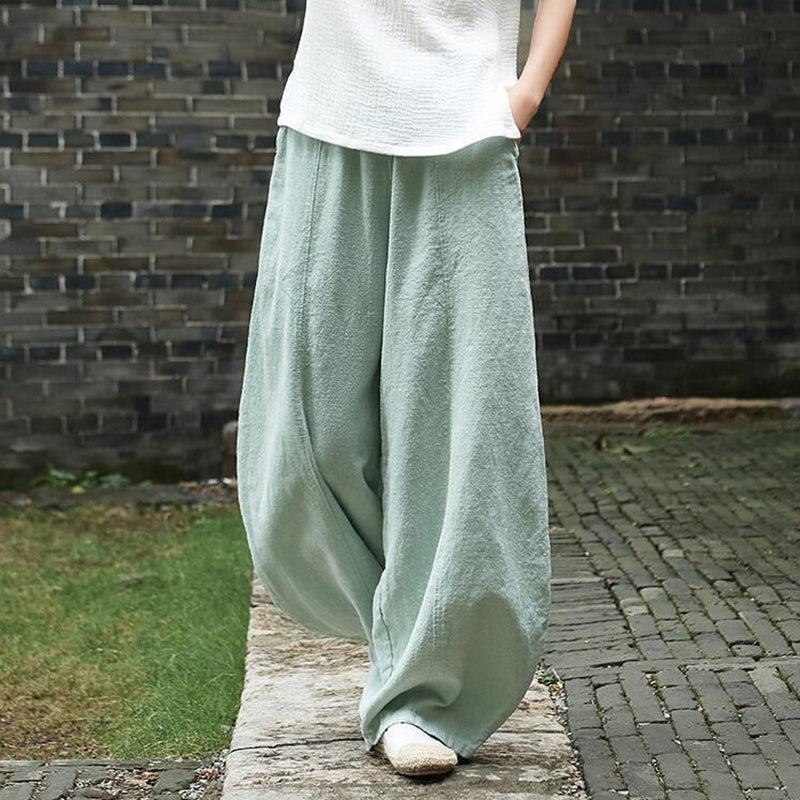 Pantaloni Lantern Casual Vintage Pieni di Tasca